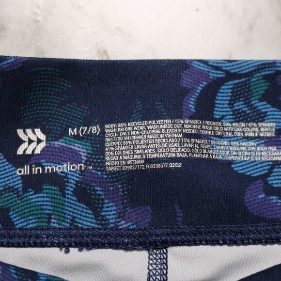 4/$20 - All in Motion Girls Navy Blue Floral Activewear Leggings Size M 7/8 - Picture 4 of 5